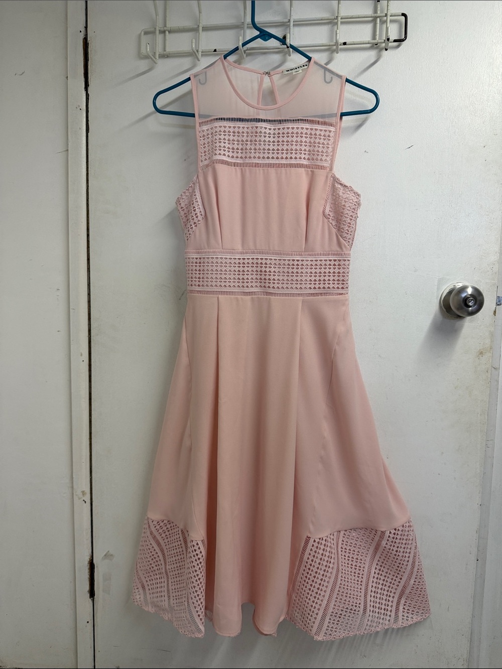 Pink Lace Panel Fit & Flare Dress
